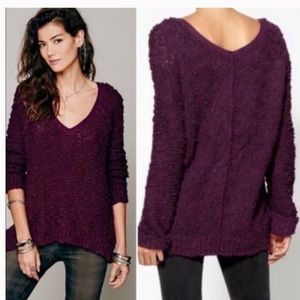 Free People Plum Popcorn Knot Sweater